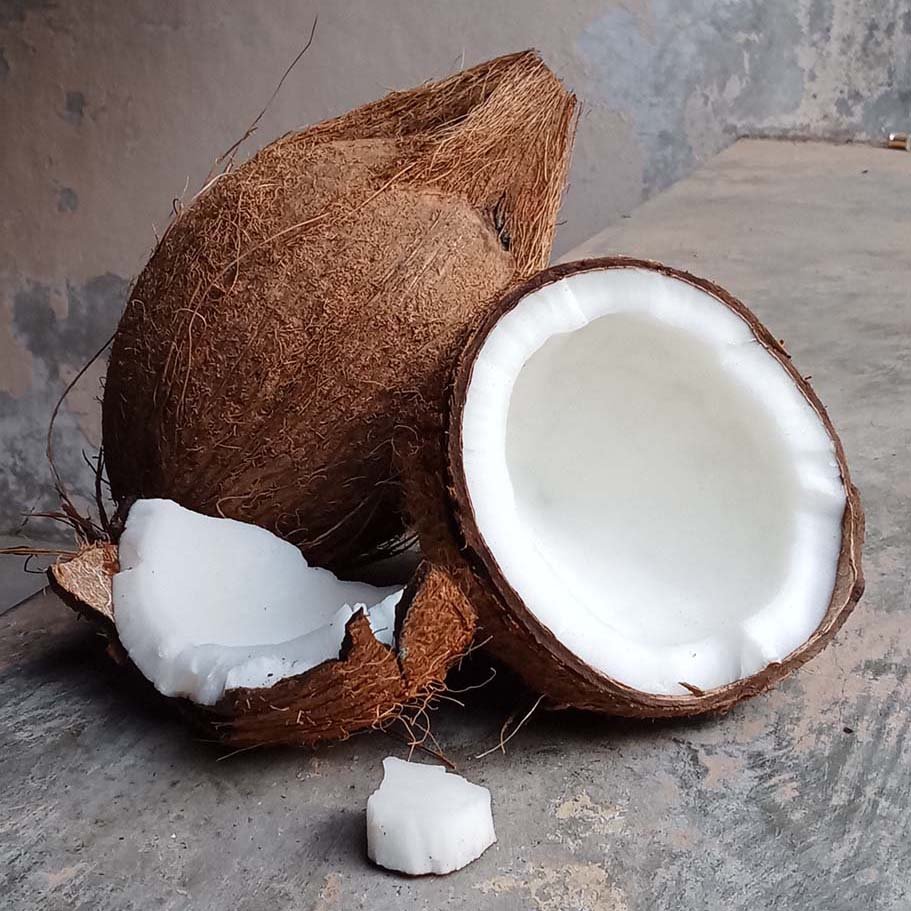 semi husked coconut